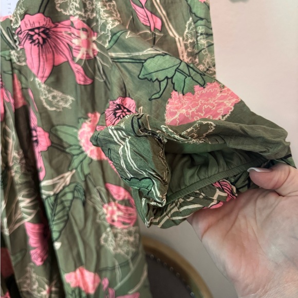 Baltic Born Green and Pink Sundress with Scoop Neck and Bishop Sleeves - Picture 6 of 8